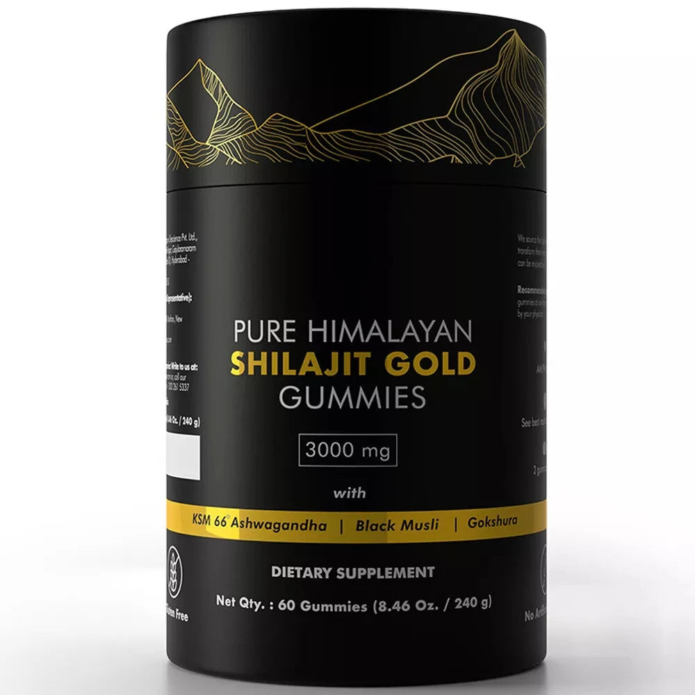 Pure Himalayan Shilajit Gummies, 3000 Mg Gold Grade Shilajit with Ashwagandha, Gokshura for Energy and Immune Support