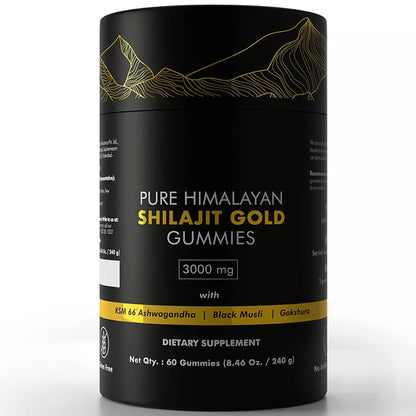 Pure Himalayan Shilajit Gummies, 3000 Mg Gold Grade Shilajit with Ashwagandha, Gokshura for Energy and Immune Support